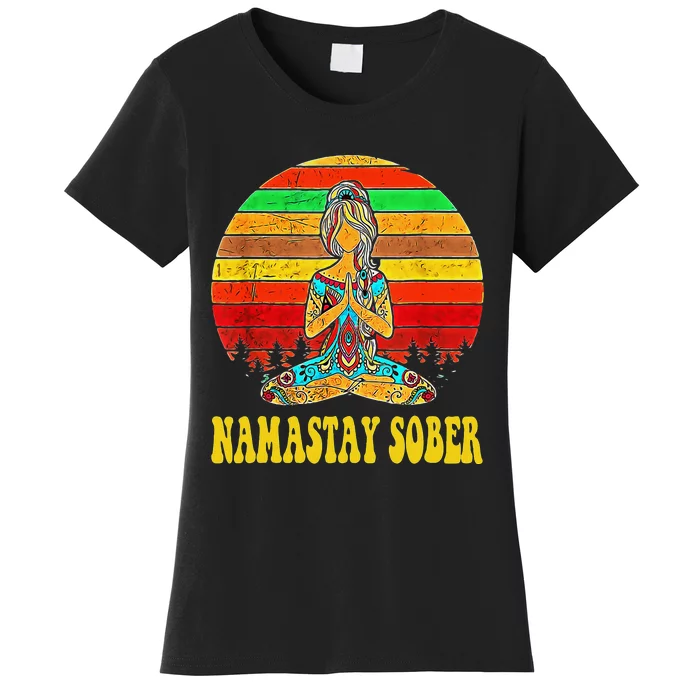 Namastay Sober Na Aa 12 Step Recovery Narcotics Anonymous Women's T-Shirt