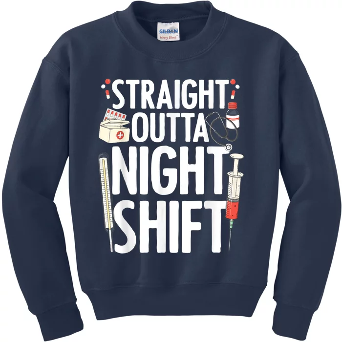 Night Shift Nurse For   Emergency Registered Nurse Kids Sweatshirt