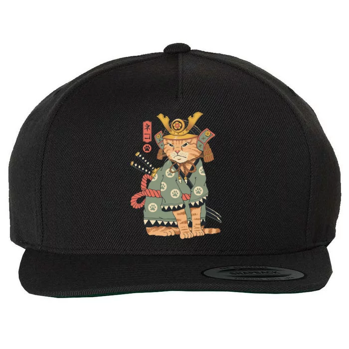 Neko Samurai Wool Snapback Cap