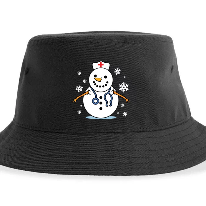 Nurse Snowman Nurse Christmas Sustainable Bucket Hat