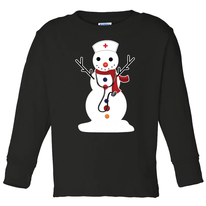 Nurse Snowman Nursing Rn Registered Funny Christmas Gifts Toddler Long Sleeve Shirt