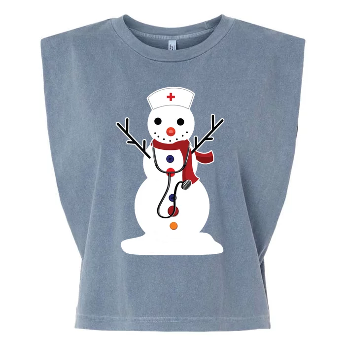 Nurse Snowman Nursing Rn Registered Funny Christmas Gifts Garment-Dyed Women's Muscle Tee