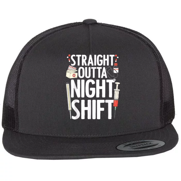 Night Shift Nurse For Men Women Emergency Registered Nurse Flat Bill Trucker Hat