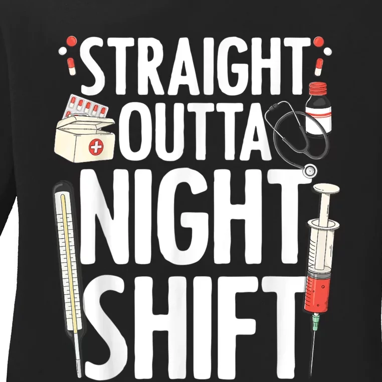 Night Shift Nurse For Men Women Emergency Registered Nurse Ladies Long Sleeve Shirt