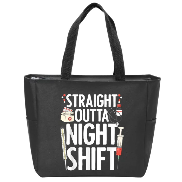 Night Shift Nurse For Men Women Emergency Registered Nurse Zip Tote Bag