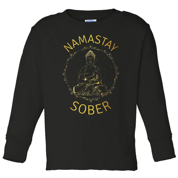 Namastay Sober NA AA 12 Step Recovery Meditation Sobriety Toddler Long Sleeve Shirt