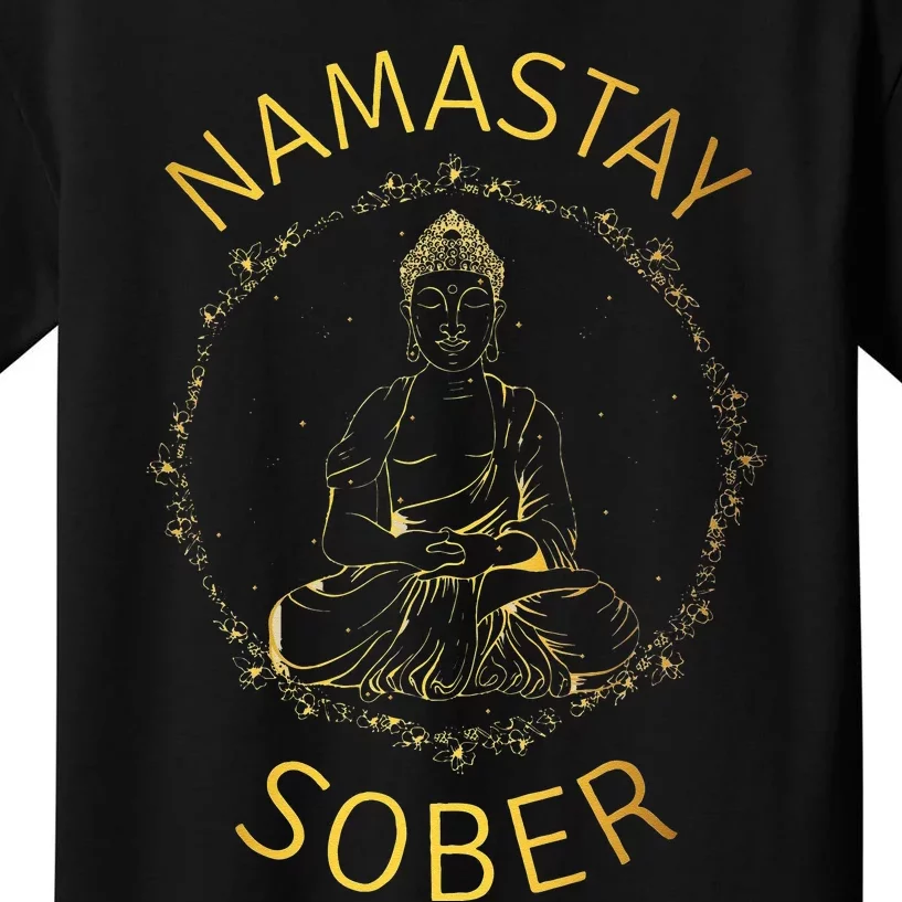 Namastay Sober NA AA 12 Step Recovery Meditation Sobriety Kids T-Shirt