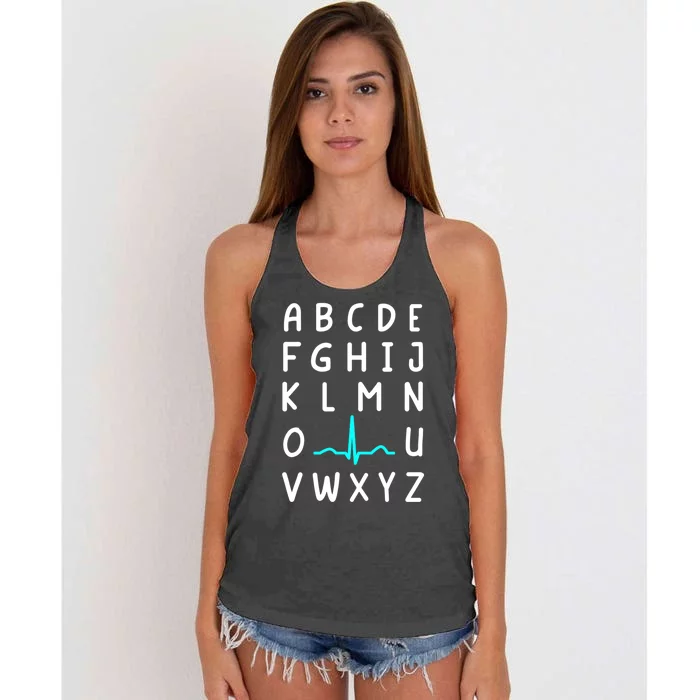 Nursing Student Nurse Pqrst Alphabet Ekg Funny Nurse Funny Gift Women's Knotted Racerback Tank