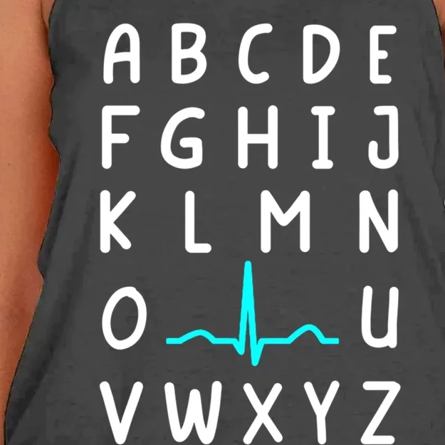 Nursing Student Nurse Pqrst Alphabet Ekg Funny Nurse Funny Gift Women's Knotted Racerback Tank