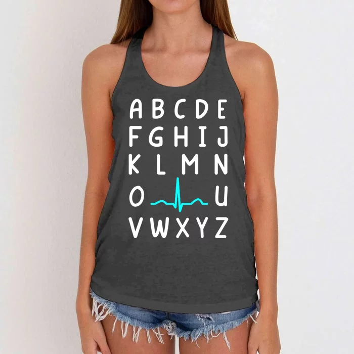 Nursing Student Nurse Pqrst Alphabet Ekg Funny Nurse Funny Gift Women's Knotted Racerback Tank