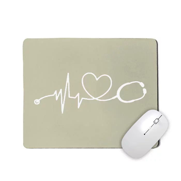 Nurse Stethoscope Nurse Life Heartbeat RN CNA Nurses Day Mousepad