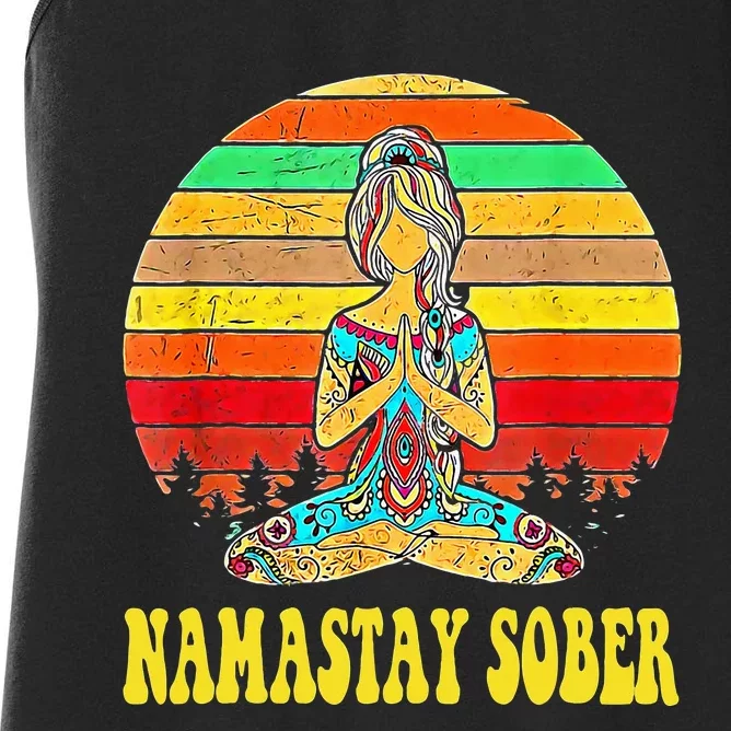 Namastay Sober Na Aa 12 Step Recovery Narcotics Anonymous Women's Racerback Tank