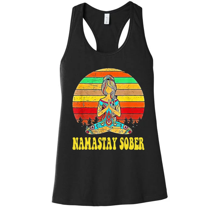 Namastay Sober Na Aa 12 Step Recovery Narcotics Anonymous Women's Racerback Tank