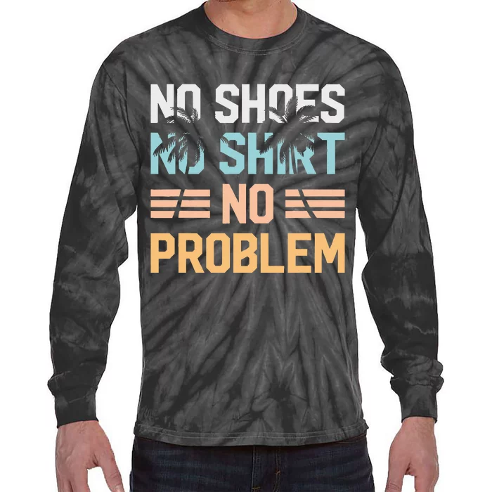 No Shoes No Problem Coconut Tree Country Music Tie-Dye Long Sleeve Shirt