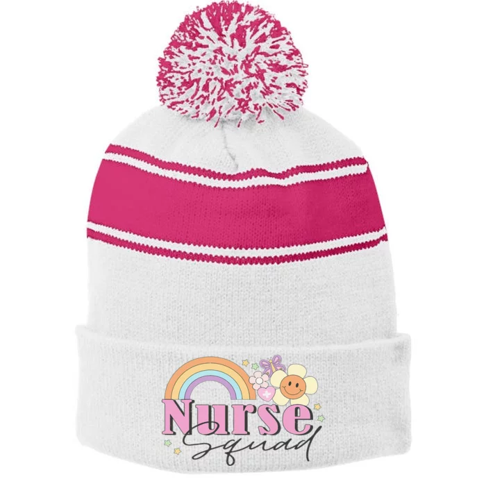 Nurse Squad Stripe Pom Pom Beanie