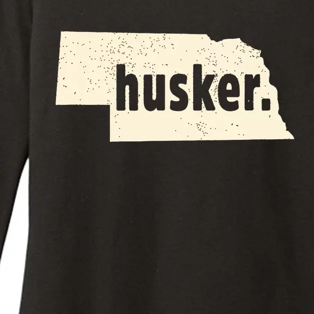 Nebraska State Nickname Husker Distressed Womens CVC Long Sleeve Shirt