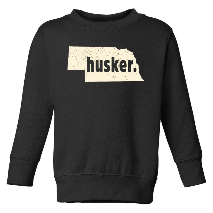 Nebraska State Nickname Husker Distressed Toddler Sweatshirt