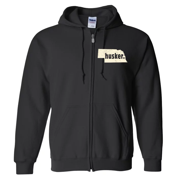 Nebraska State Nickname Husker Distressed Full Zip Hoodie