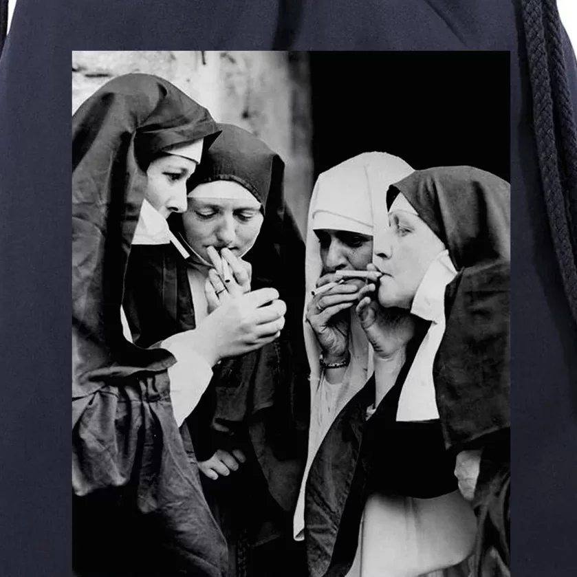 Nuns Smoking Drawstring Bag