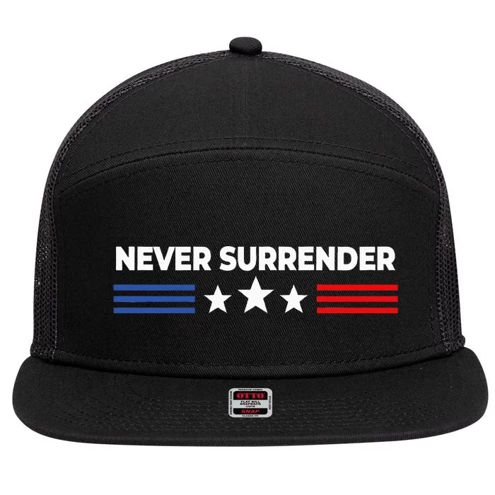 Never Surrender Never Surrender 7 Panel Mesh Trucker Snapback Hat