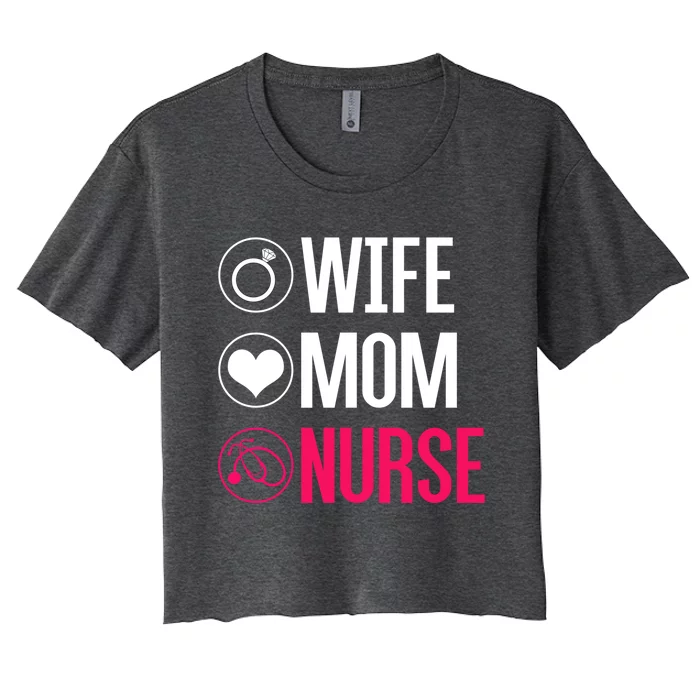 Nursery Stethoscope Nursing Gift Wife Mom Nurse Gift Women's Crop Top Tee