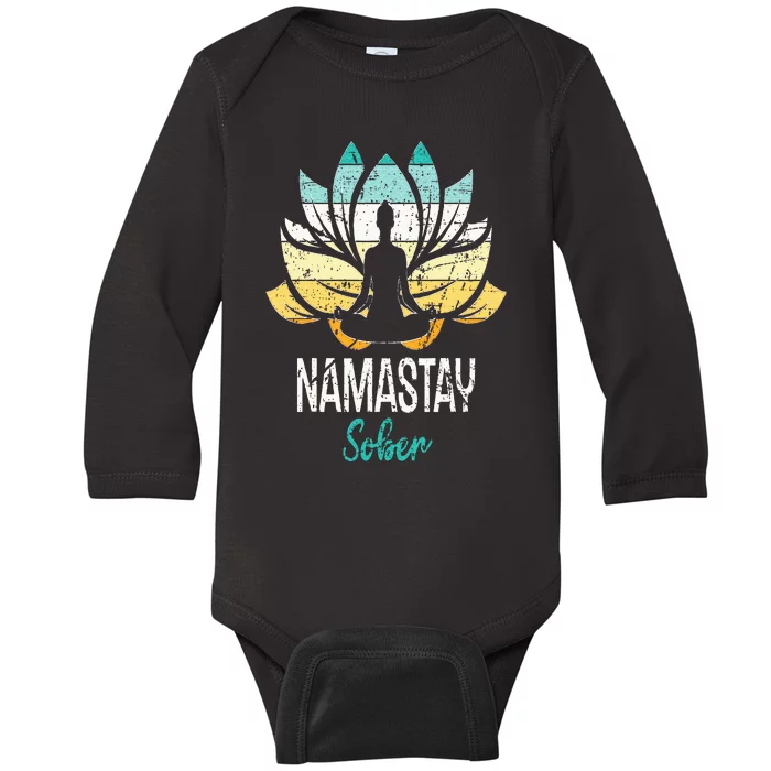 Namastay Sober NA AA 12 Step Recovery Narcotics Anonymous Baby Long Sleeve Bodysuit