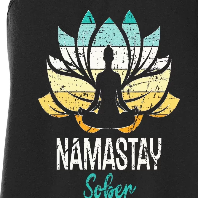 Namastay Sober NA AA 12 Step Recovery Narcotics Anonymous Women's Racerback Tank