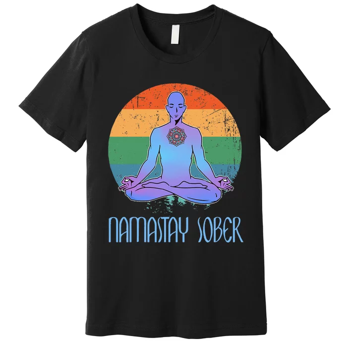 Namastay Sober NA AA Recovery Narcotics Sobriety Meditation Premium T-Shirt