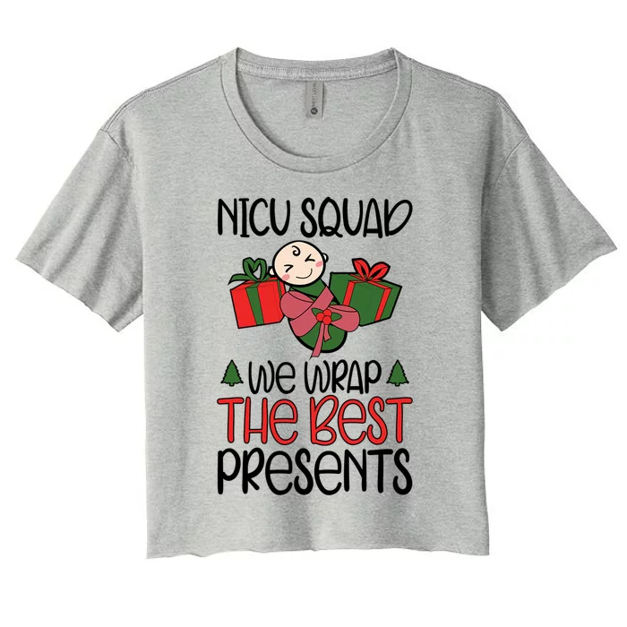 Nicu Squad Nicu Nurse Christmas Nicu Nursing Crew Xmas Cool Gift Women's Crop Top Tee