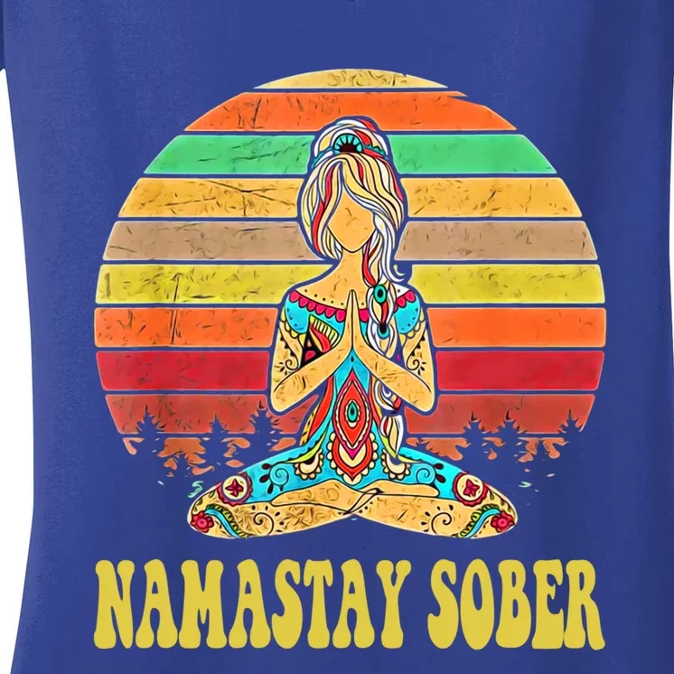 Namastay Sober Na Aa 12 Step Recovery Narcotics Anonymous Great Gift Women's V-Neck T-Shirt