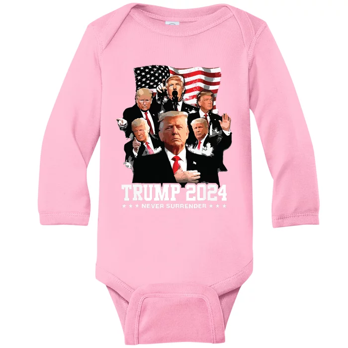 Never Surrender Baby Long Sleeve Bodysuit