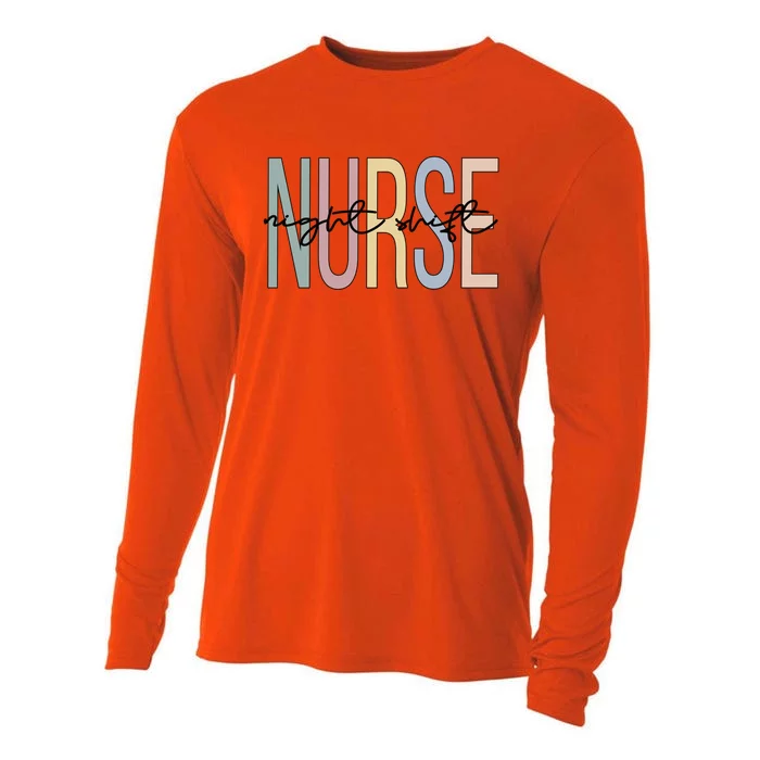 Night Shift Nurse Boho Night Shift Nursing Gift Cooling Performance Long Sleeve Crew