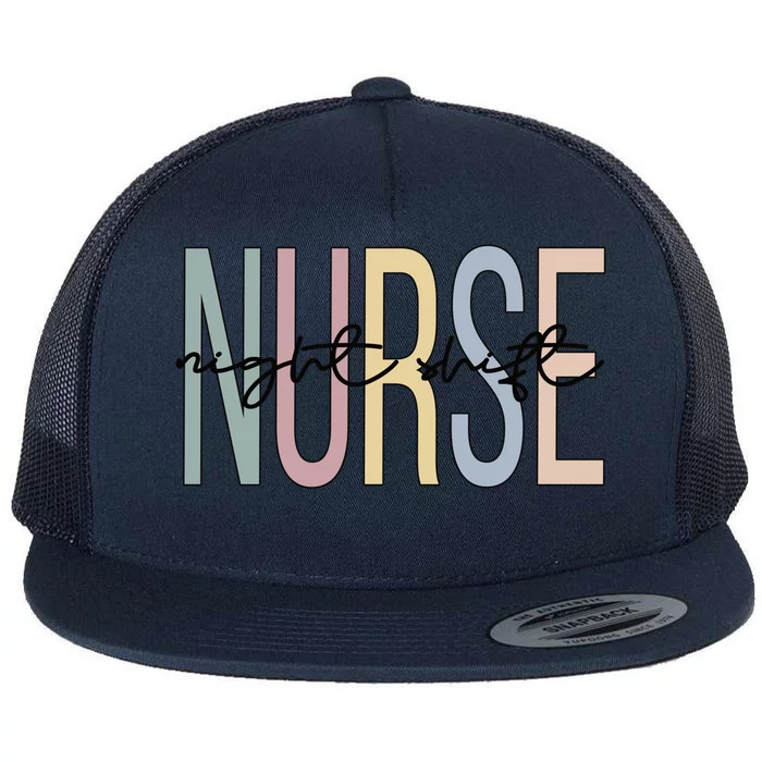 Night Shift Nurse Boho Night Shift Nursing Gift Flat Bill Trucker Hat