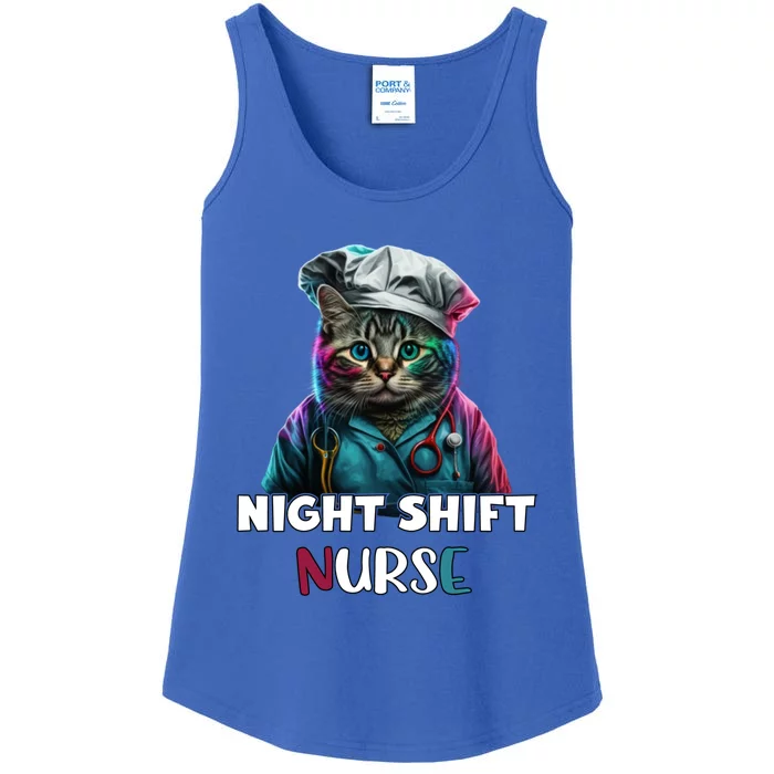 Night Shift Nurse Cat Cute Colorful Night Shift Nurses Cat Great Gift Ladies Essential Tank