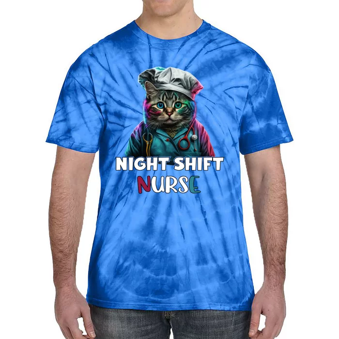 Night Shift Nurse Cat Cute Colorful Night Shift Nurses Cat Great Gift Tie-Dye T-Shirt