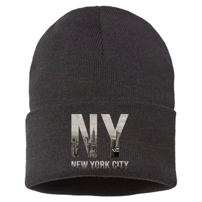 Nyc Skylines New York City That Never Sleeps Sustainable Knit Beanie