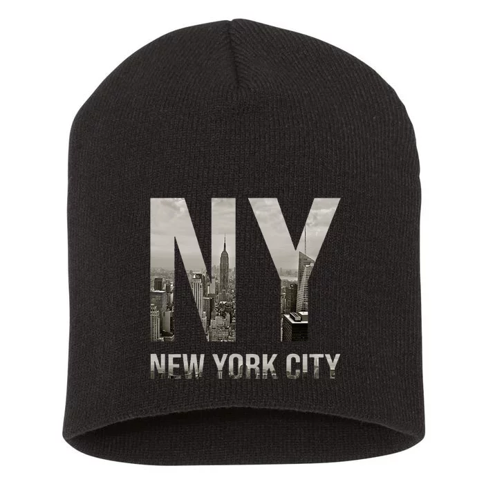 Nyc Skylines New York City That Never Sleeps Short Acrylic Beanie