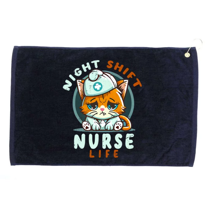 Night Shift Nurse Life Funny Groovy Cat Lover Nurse Tee Cute Gift Grommeted Golf Towel