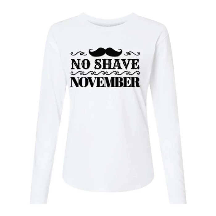 No Shave November Mustache Funny Womens Cotton Relaxed Long Sleeve T-Shirt