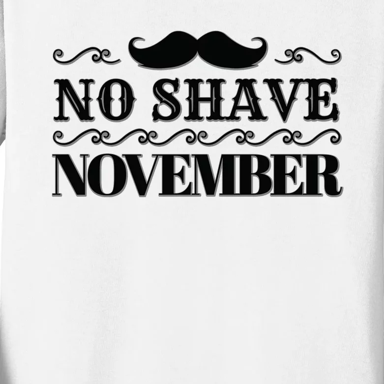 No Shave November Mustache Funny Kids Long Sleeve Shirt