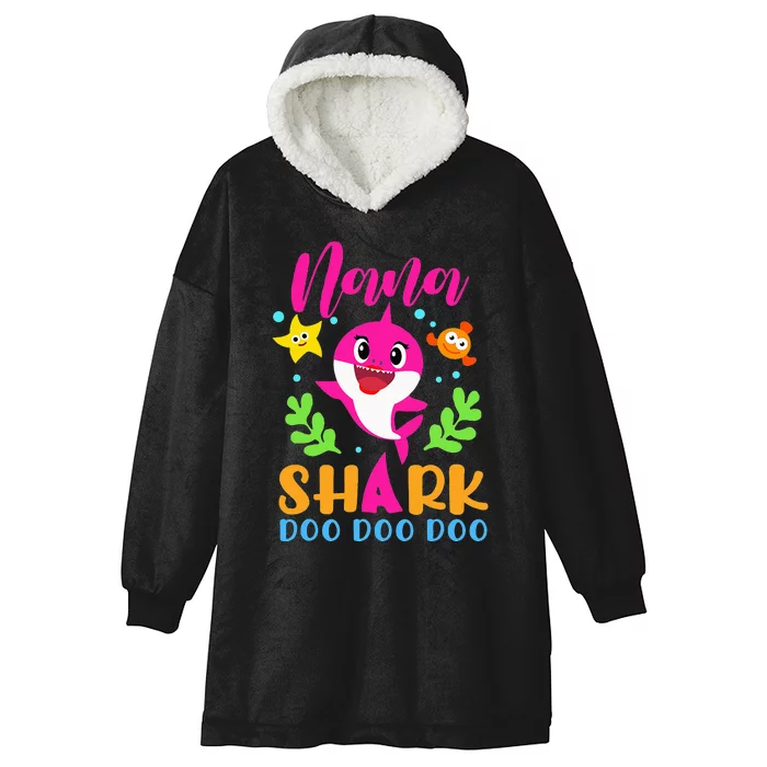 Nana Shark Nana Shark Lover Family Mother's Day Hooded Wearable Blanket