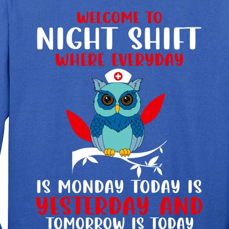 Night Shift Nurse Owls Funny Nursing Rn Lpn Cna Gift Long Sleeve Shirt