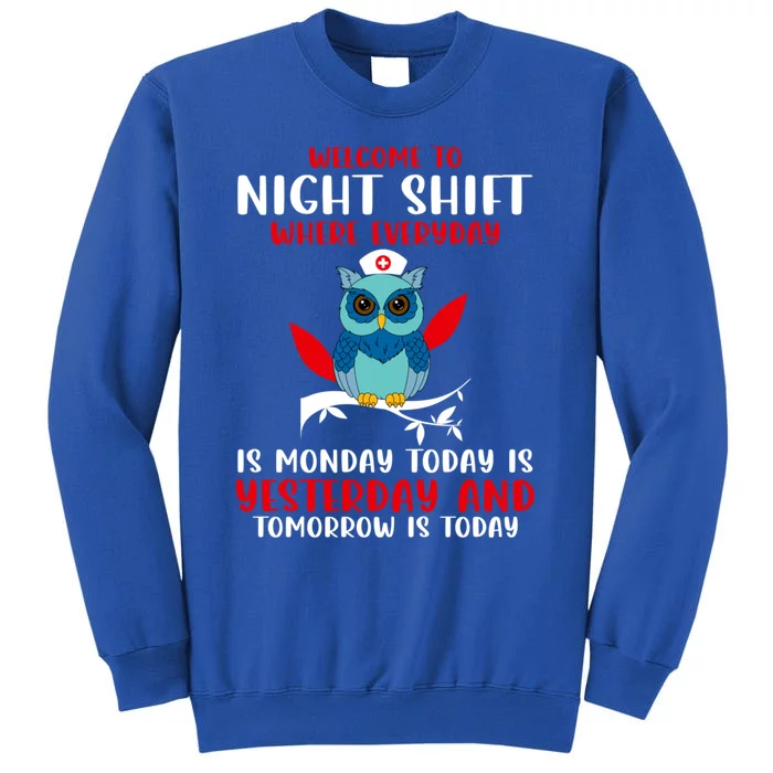 Night Shift Nurse Owls Funny Nursing Rn Lpn Cna Gift Tall Sweatshirt