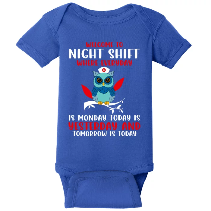 Night Shift Nurse Owls Funny Nursing Rn Lpn Cna Gift Baby Bodysuit