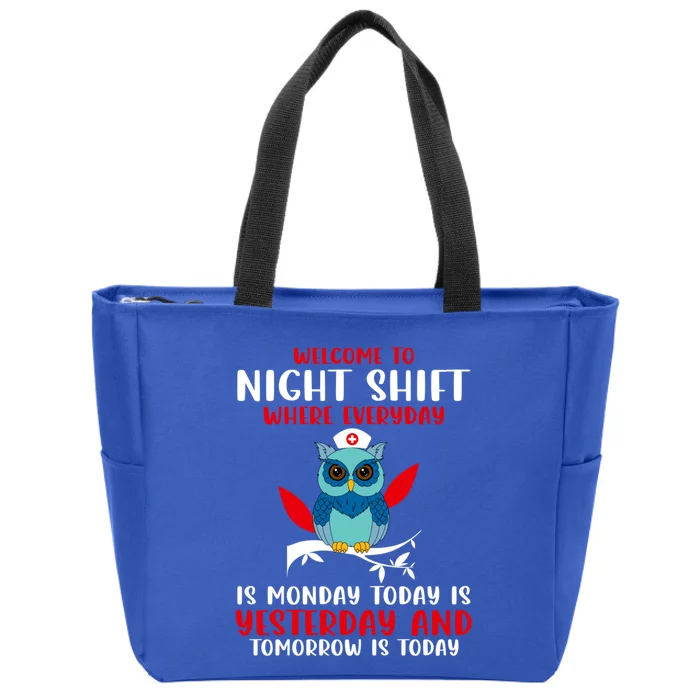 Night Shift Nurse Owls Funny Nursing Rn Lpn Cna Gift Zip Tote Bag