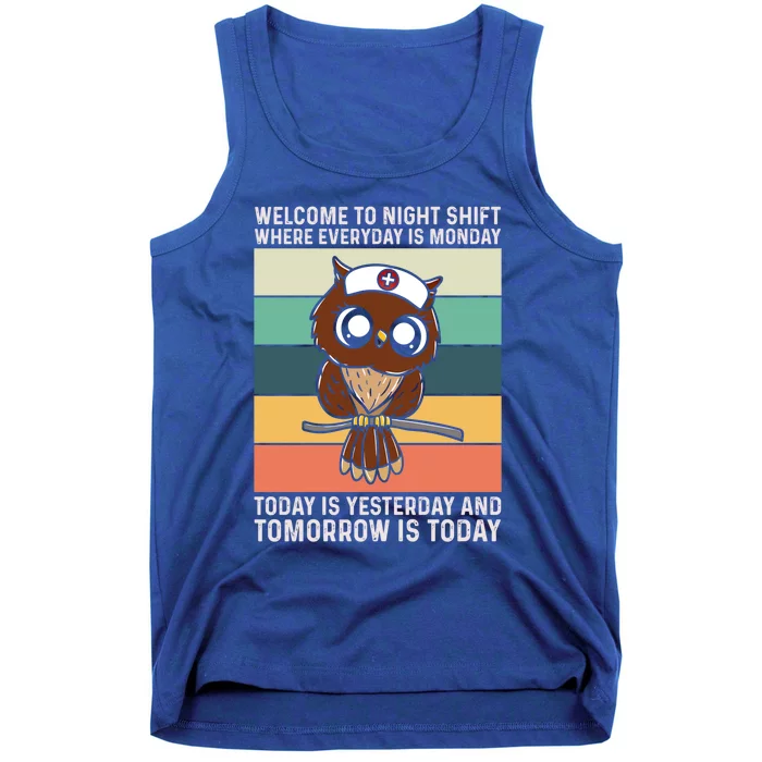 Night Shift Nurse Owls Funny Nursing Gift Tank Top