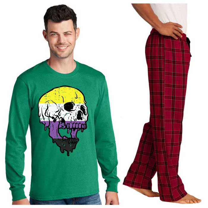 N.O.N.B.I.N.A.R.Y. .S.Kull Non Binary Enby Pride Lgbtq Long Sleeve Pajama Set