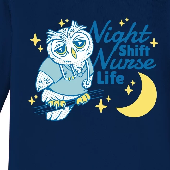 Night Shift Nurse Life Owl Baby Long Sleeve Bodysuit