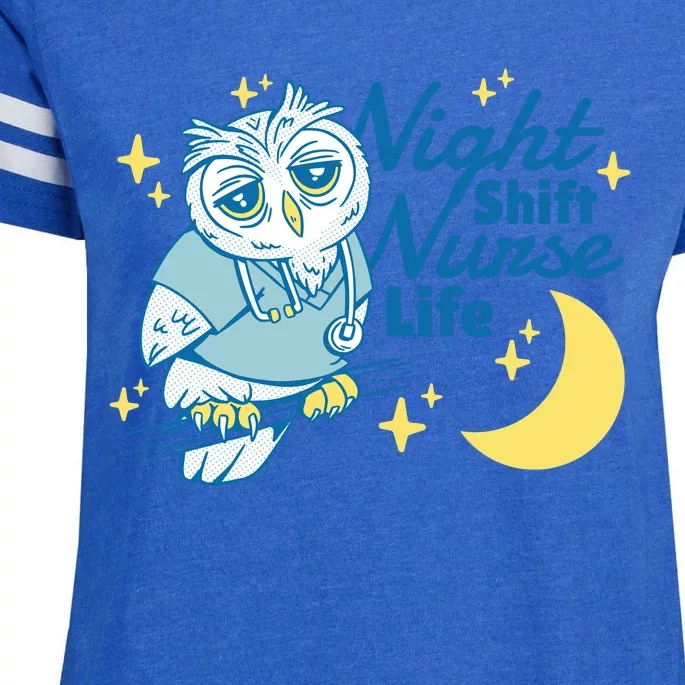 Night Shift Nurse Life Owl Enza Ladies Jersey Football T-Shirt