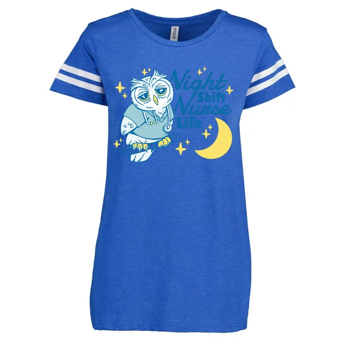 Night Shift Nurse Life Owl Enza Ladies Jersey Football T-Shirt